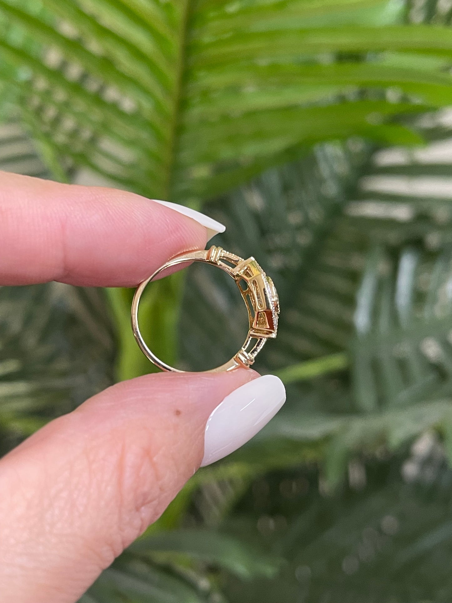 Art Deco Style VS Clarity Champagne Diamond Ring In 14ct Yellow Gold