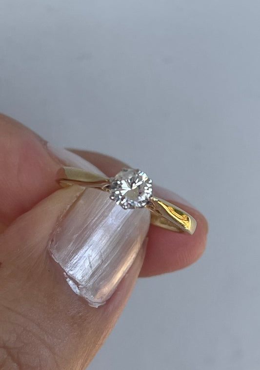 Antique 18ct yellow gold 0.4ct diamond solitaire ring with full UK hallmarks