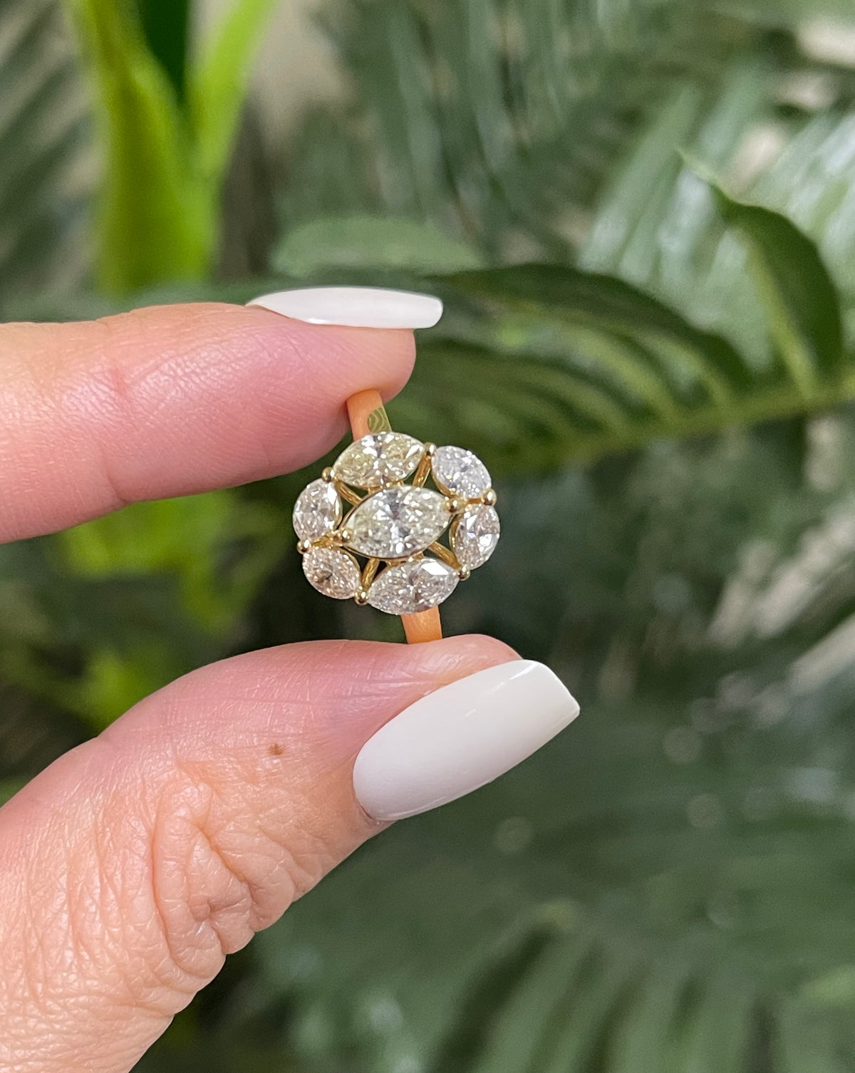 2ct Natural Diamond Cluster Ring In 18ct Yellow Gold