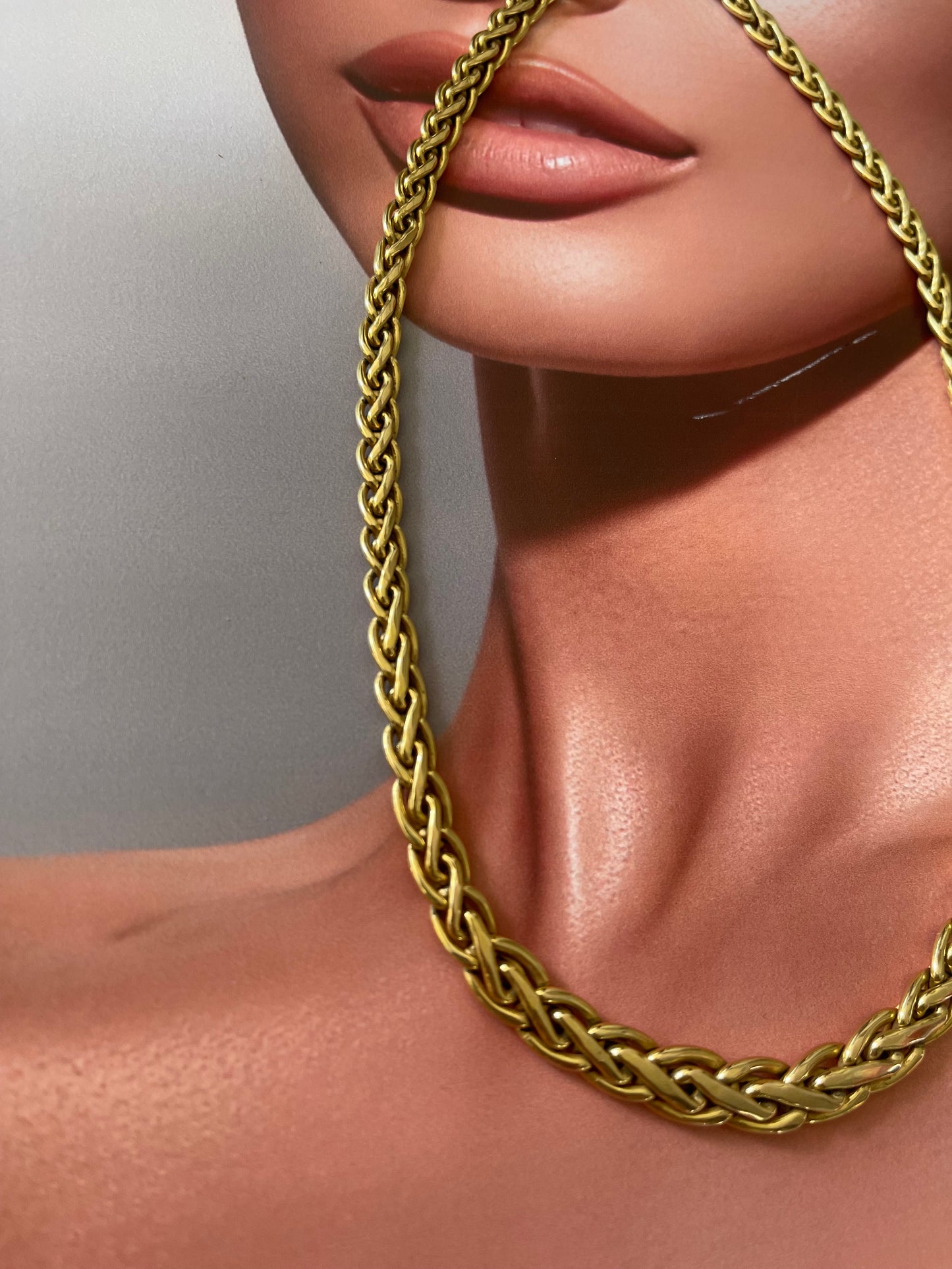 Vintage Italian origin Byzantine Link Necklace In 9ct Yellow Gold