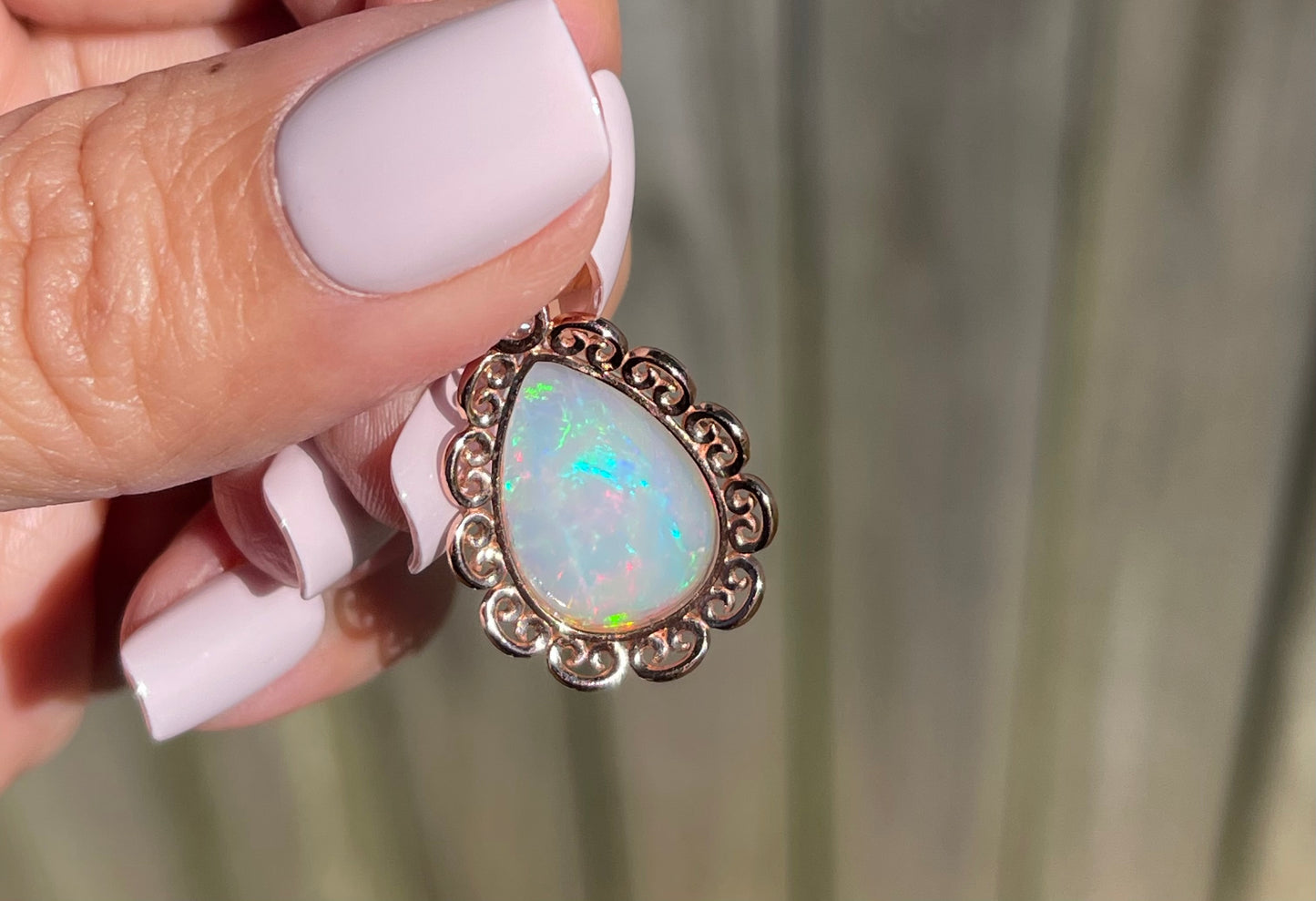 4.5ct Opal Diamond Pendant In 9ct Rose Gold