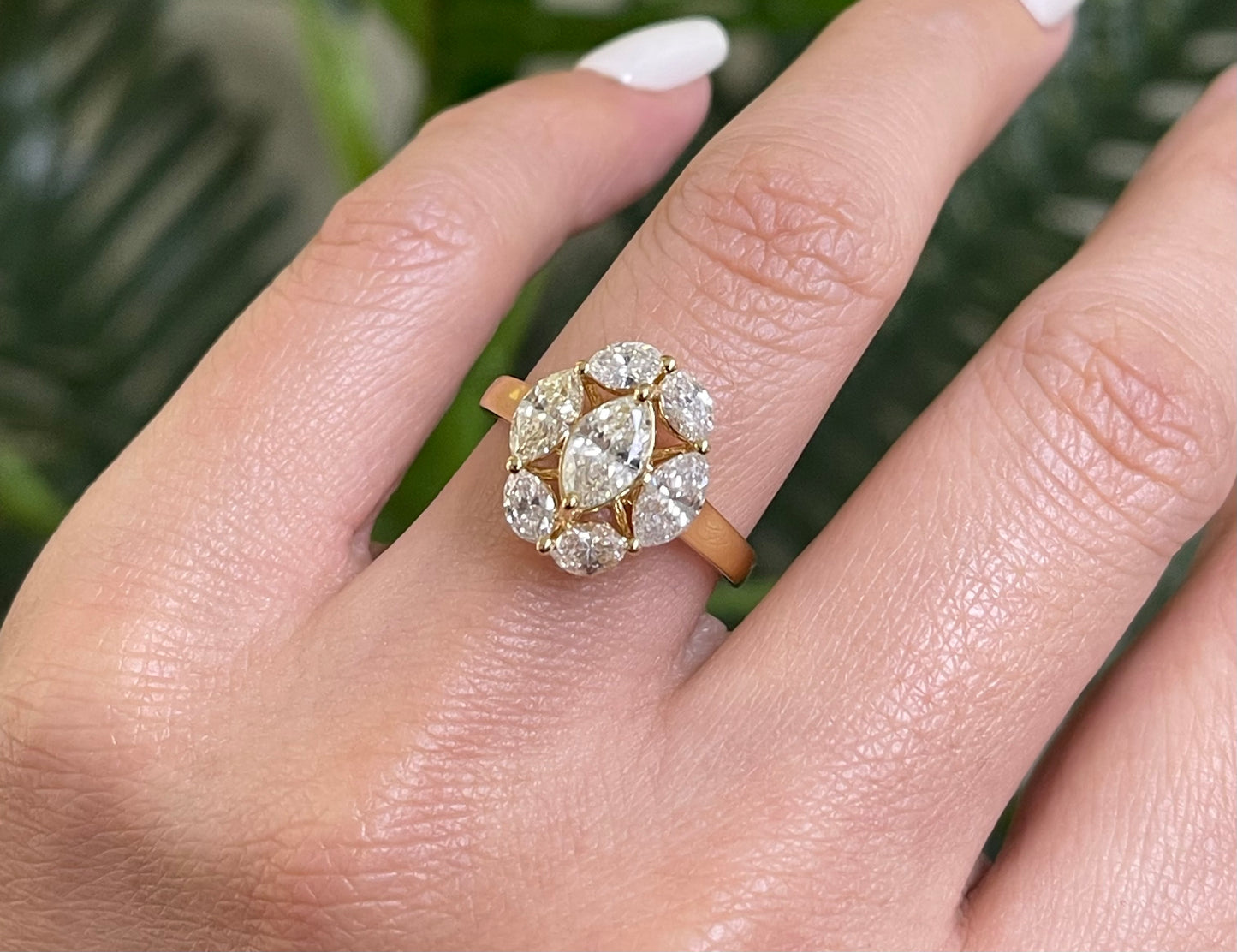 2ct Natural Diamond Cluster Ring In 18ct Yellow Gold