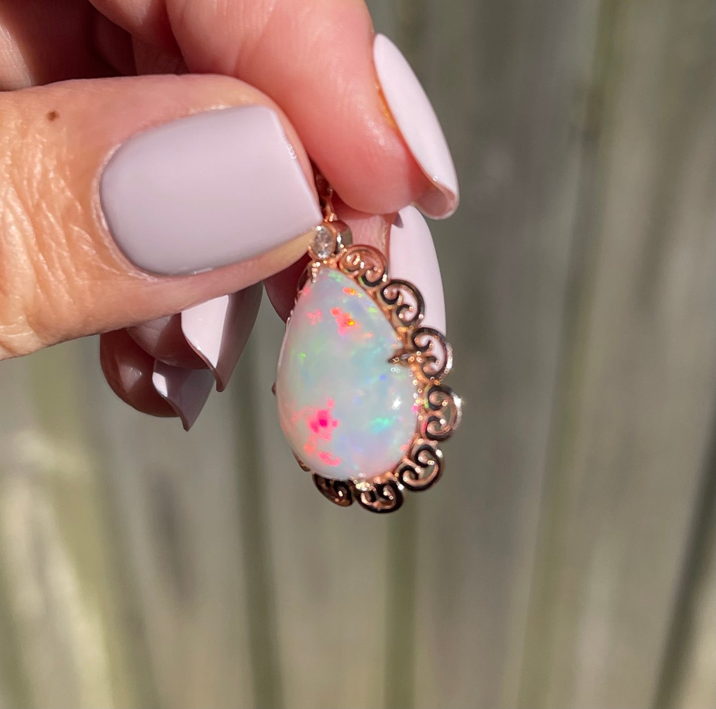 4.5ct Opal Diamond Pendant In 9ct Rose Gold