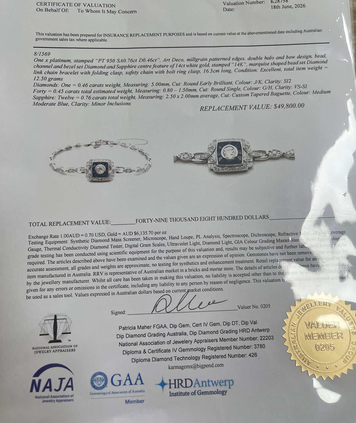 One-of-a-Kind Antique Art Deco Conversion Bracelet Natural Diamonds & Sapphires In Platinum, 14ct White Gold