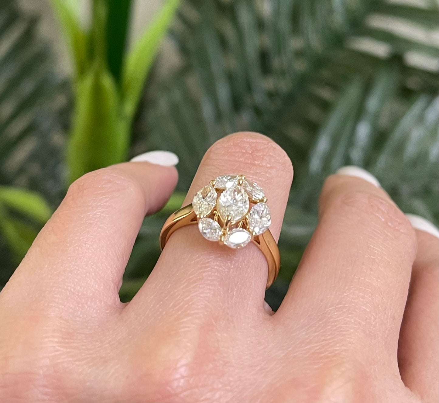 2ct Natural Diamond Cluster Ring In 18ct Yellow Gold