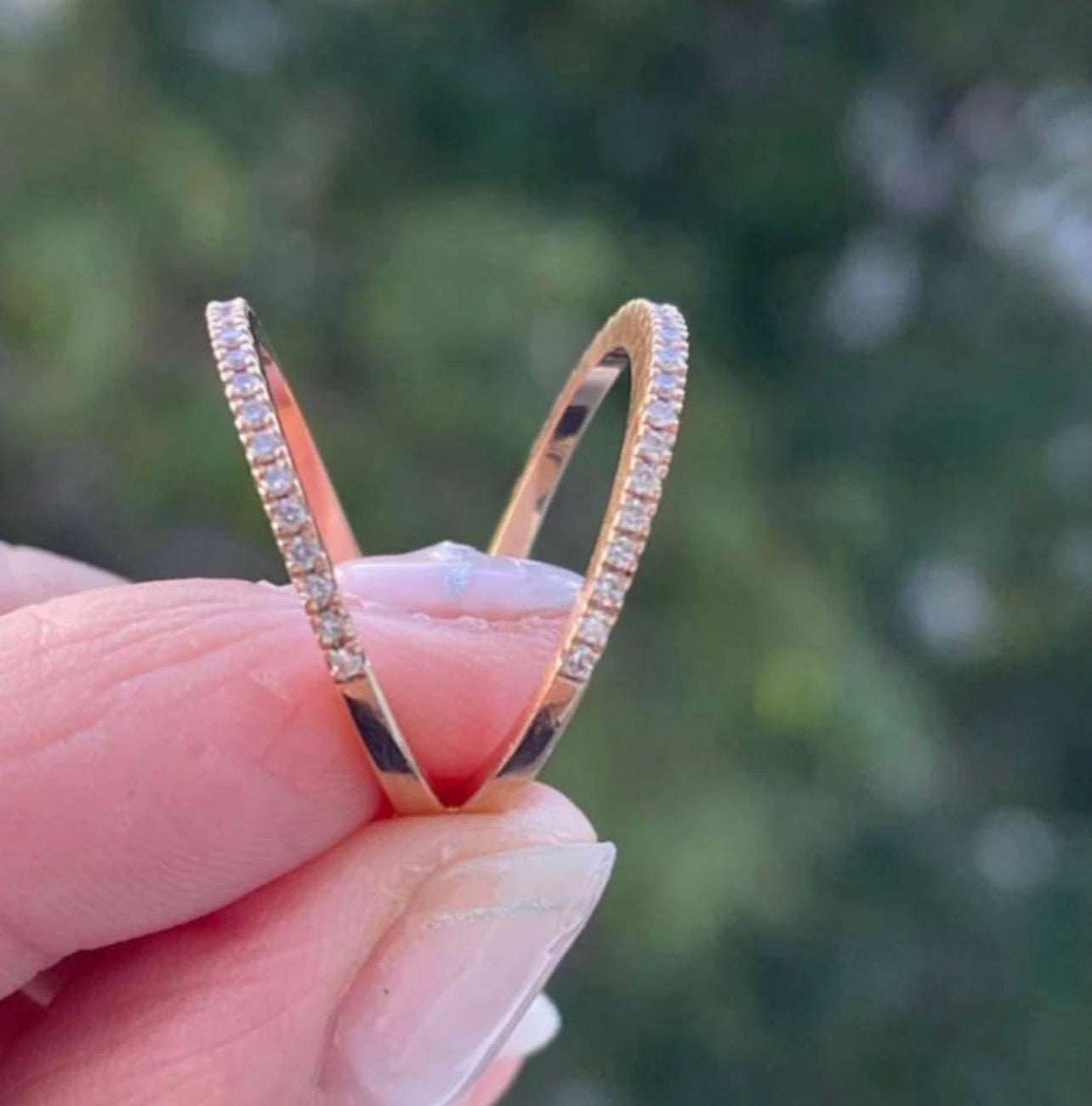 Modern Diamond V Ring In 18ct Rose Gold by Shannakian