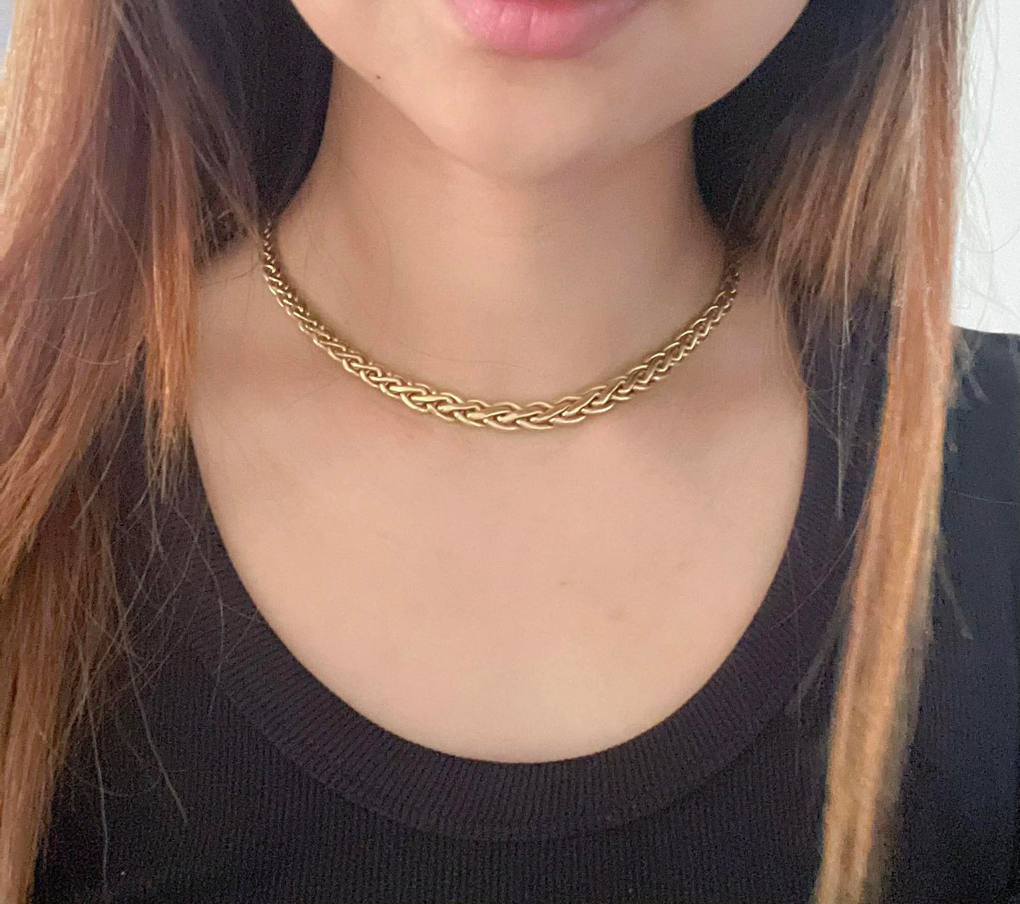 Vintage Italian origin Byzantine Link Necklace In 9ct Yellow Gold