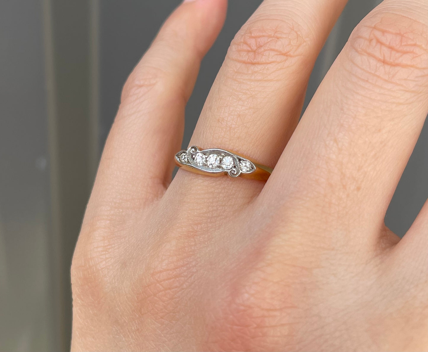 Birmingham Antique Old Mine Cut Diamond Ring In 18ct Yellow Gold