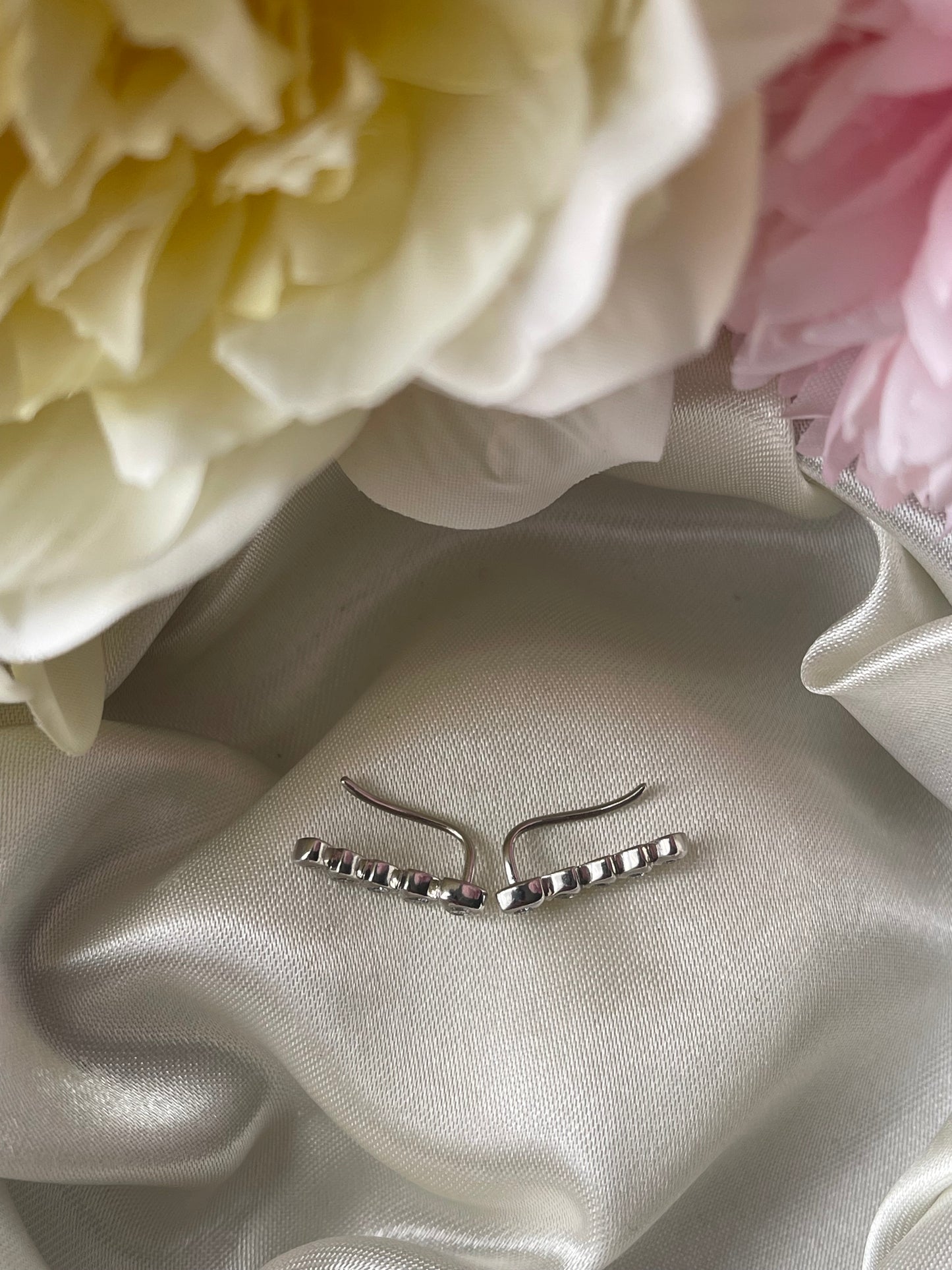 Natural Diamond Ear Climber Earrings In 9ct White Gold