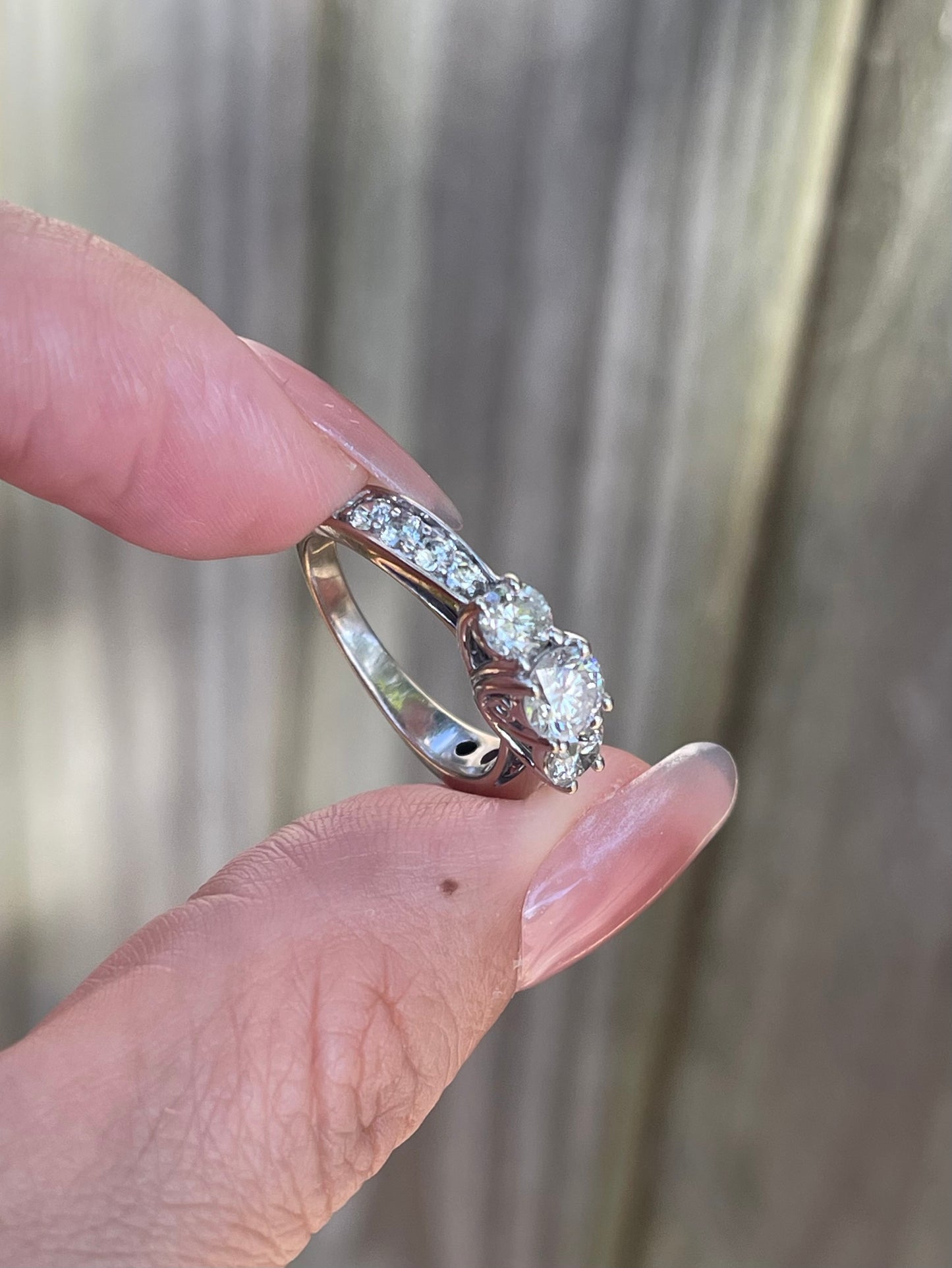 1.7ct Natural Diamond Trilogy Ring in 14ct White Gold
