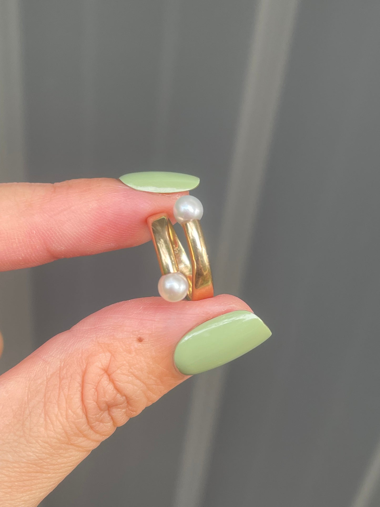 Twin Flame Pearl Ring In 9ct Yellow Gold