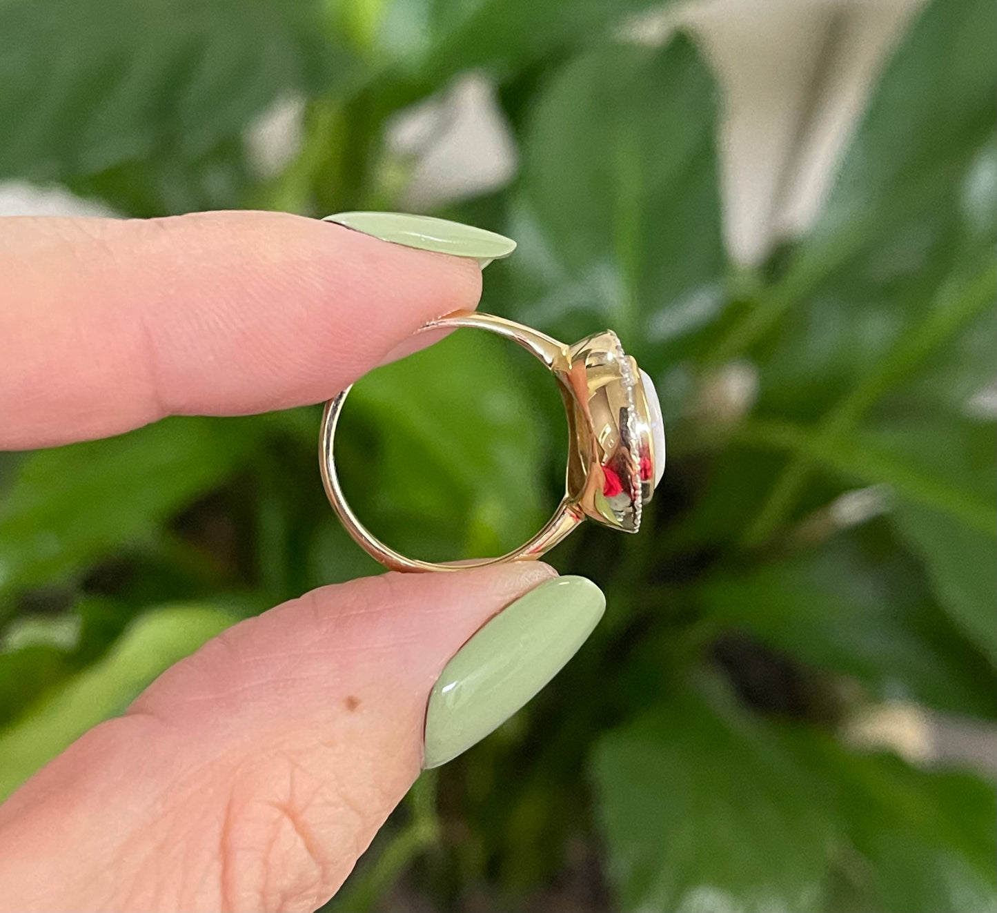 2.95ct Natural Solid Australian Andamook Opal Diamond Ring In 14ct Yellow Gold