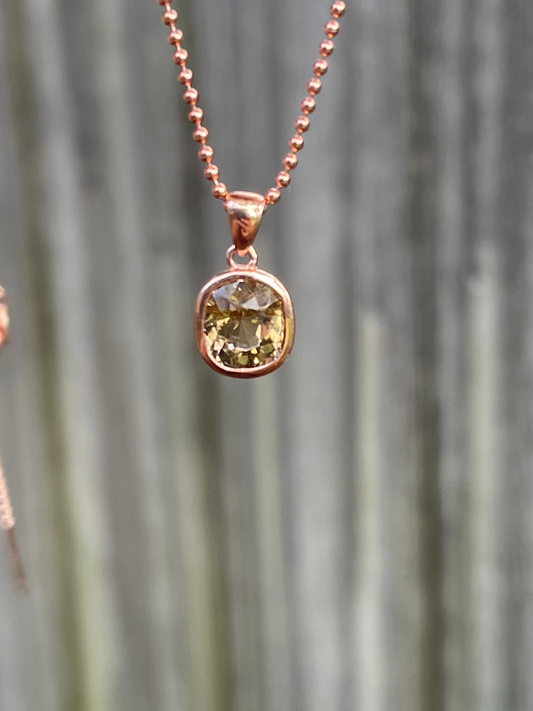 Solstice Pendant - 2.05ct Champagne Tourmaline In 9ct Rose Gold