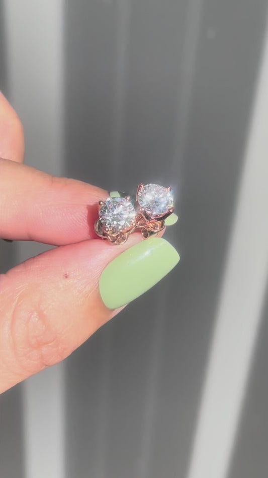 Lab 2.06ct D, VS Diamond Stud Earrings in 9ct Rose Gold