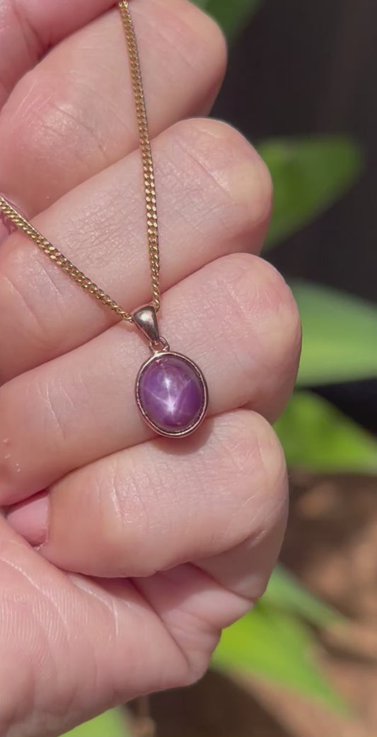 9ct rose gold 3.15ct natural star ruby pendant