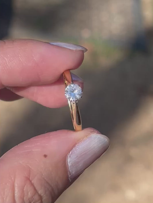 Antique 18ct yellow gold 0.4ct diamond solitaire ring