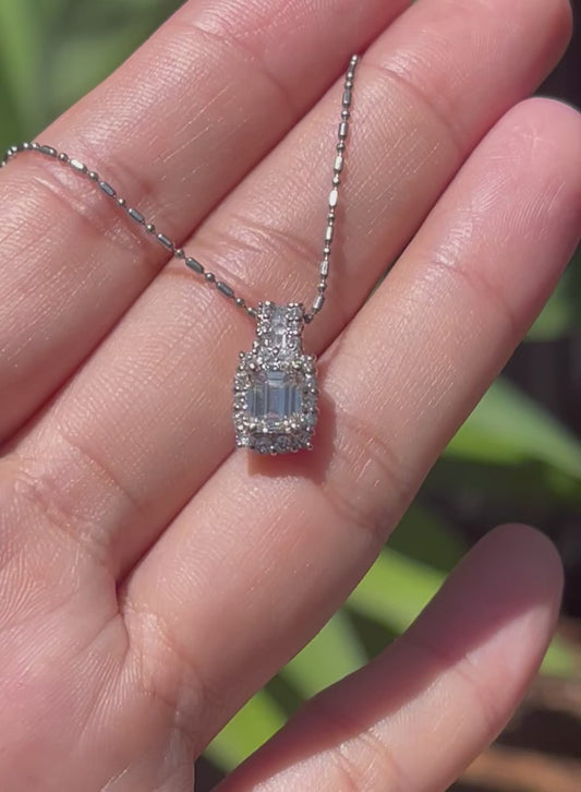 850 platinum 1.34ct natural light yellow diamond pendant necklace